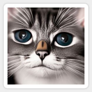 Grey cat with blue eyes Sticker